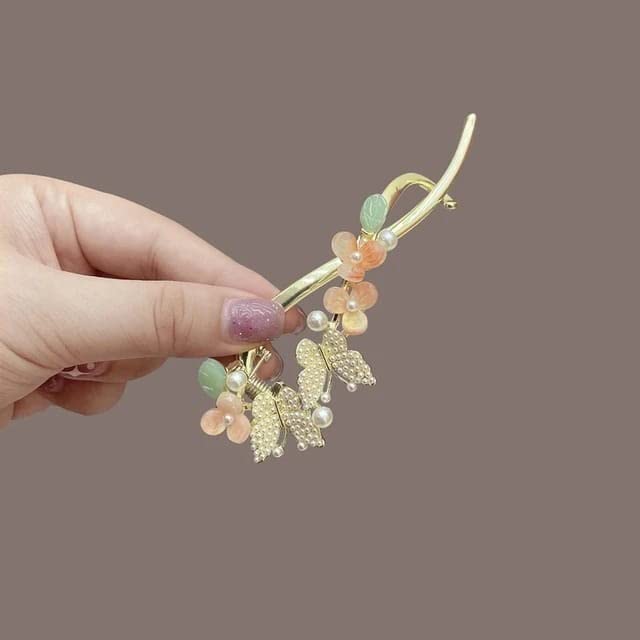INHEAVEN Rhinestone Banana Hair Clip - Elegant Metal French Barrette Hair Accessories for Women, Korean Style Hair Clips (Style C) - Perfect for Parties, Weddings & Daily Styling