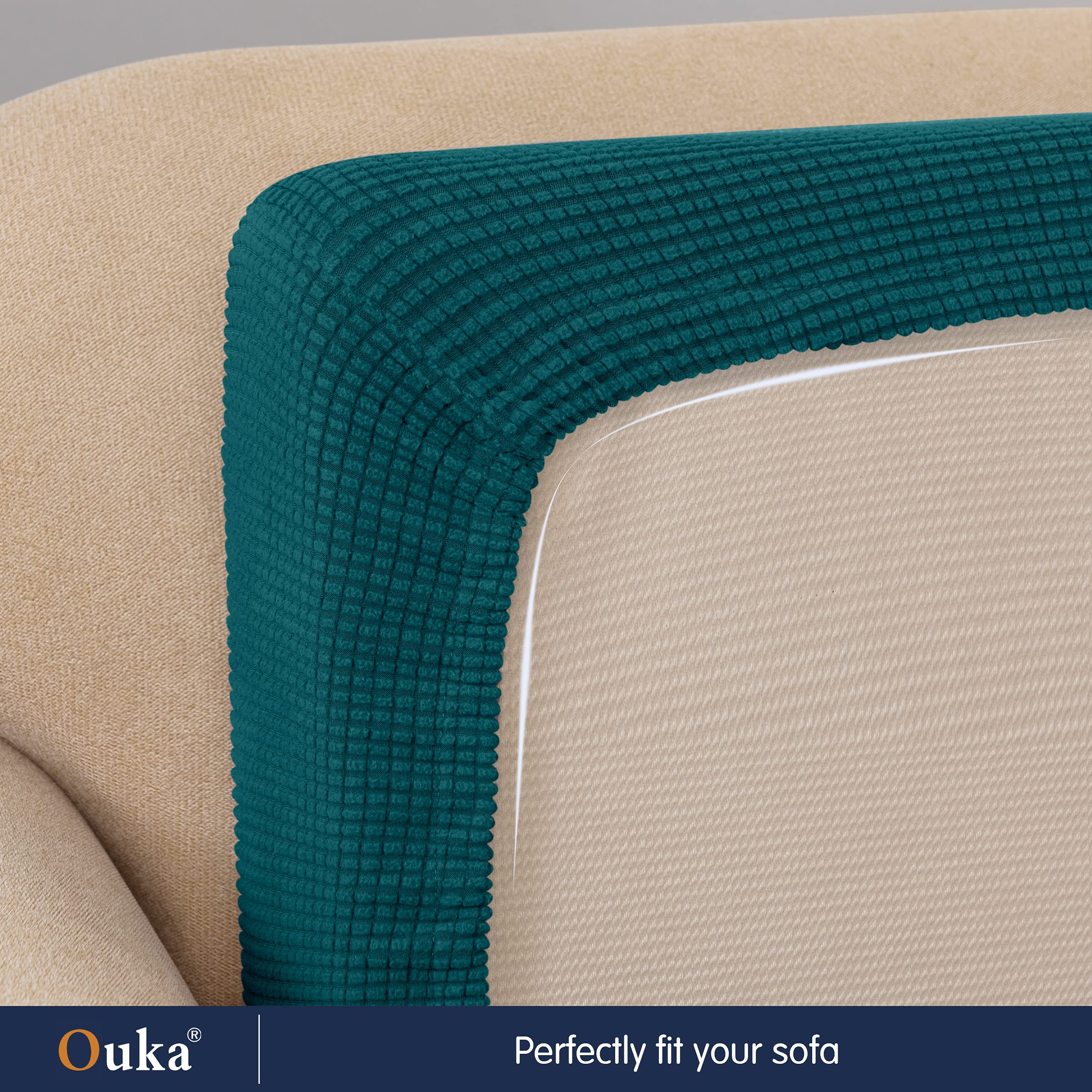 **Ouka Stretch Reversible Sofa Cushion Cover - Soft Teal Couch Seat Protector for Loveseat, Chair & Sofa | Home Decor, Living Room Upgrade**