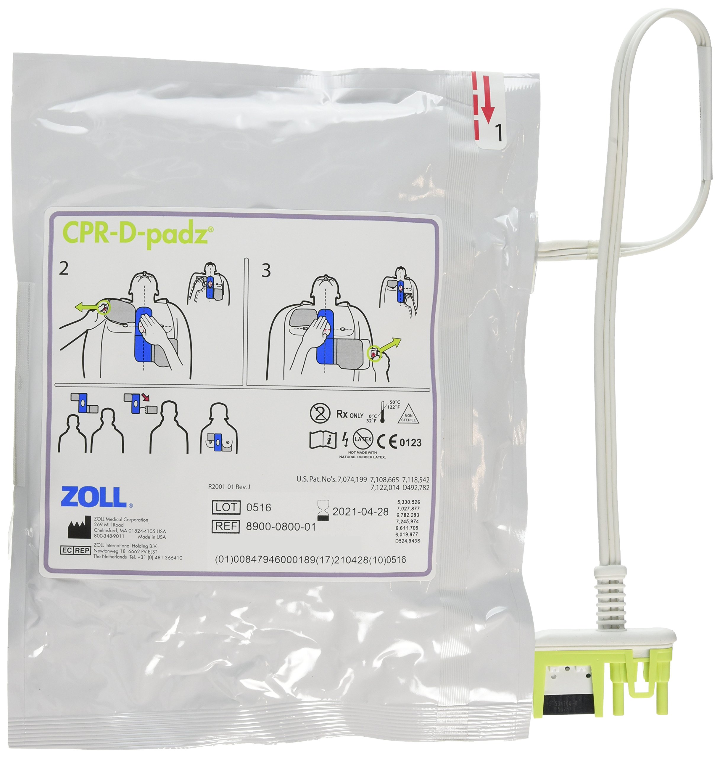Zoll 8900-0800-01 Adult Defibrillator Pads - Replacement Electrode Pads for Zoll AED Defibrillators - Emergency Medical Equipment for Cardiac Arrest & CPR Training