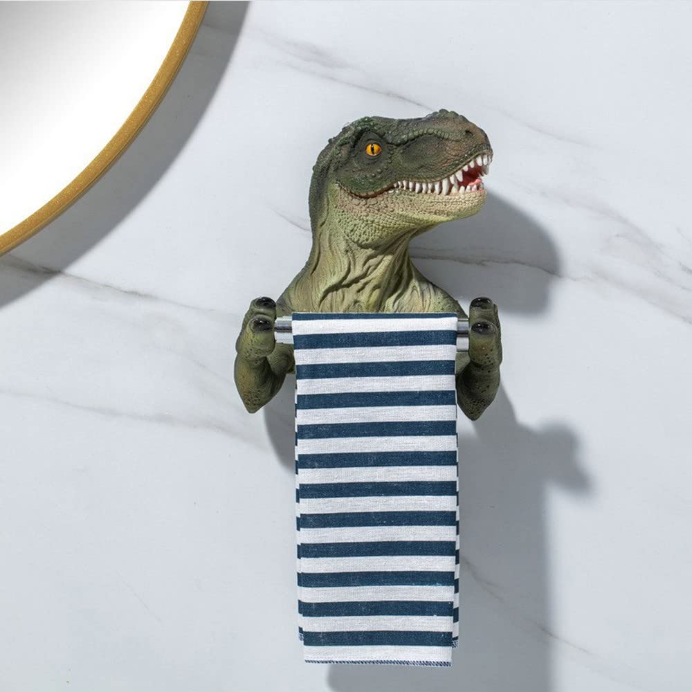 3D Dinosaur Toilet Paper Holder - Wall Mounted T-Rex Bathroom Tissue Roll Dispenser - Unique Dinosaur Decor for Kids Room & Bathroom Accessories - Perfect for Jurassic Themed Home Decor