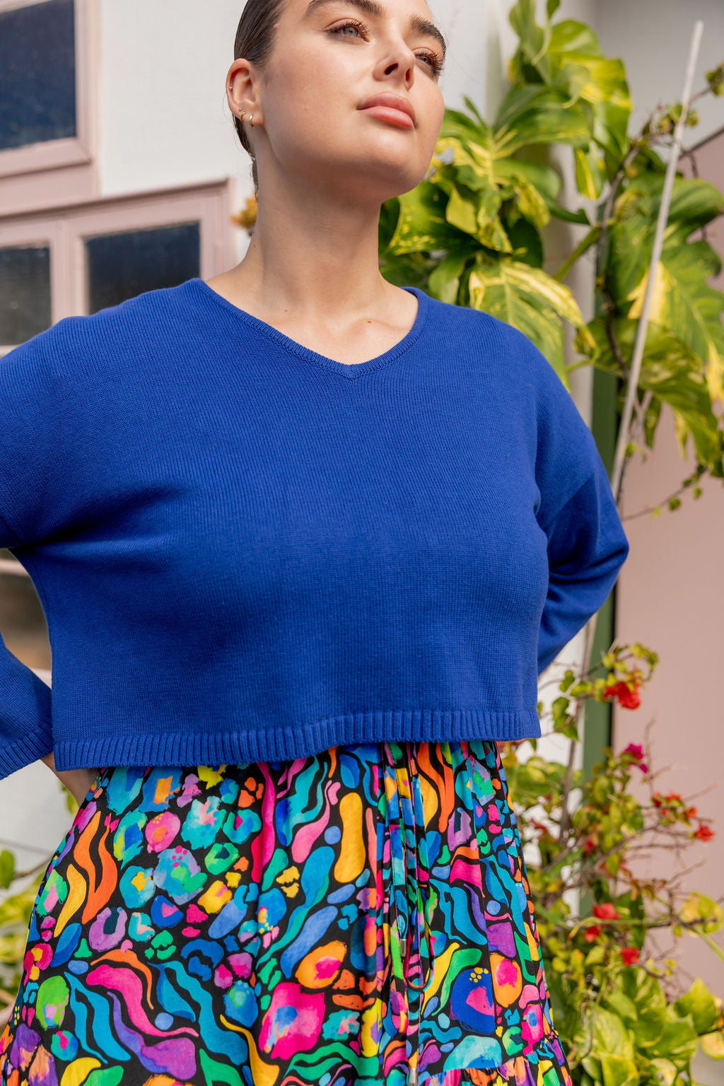 Blakely Crop Knit Top in Cobalt Blue | Women's Fashion T-Shirt | Perfect for Casual Wear, Summer Outfits & Street Style