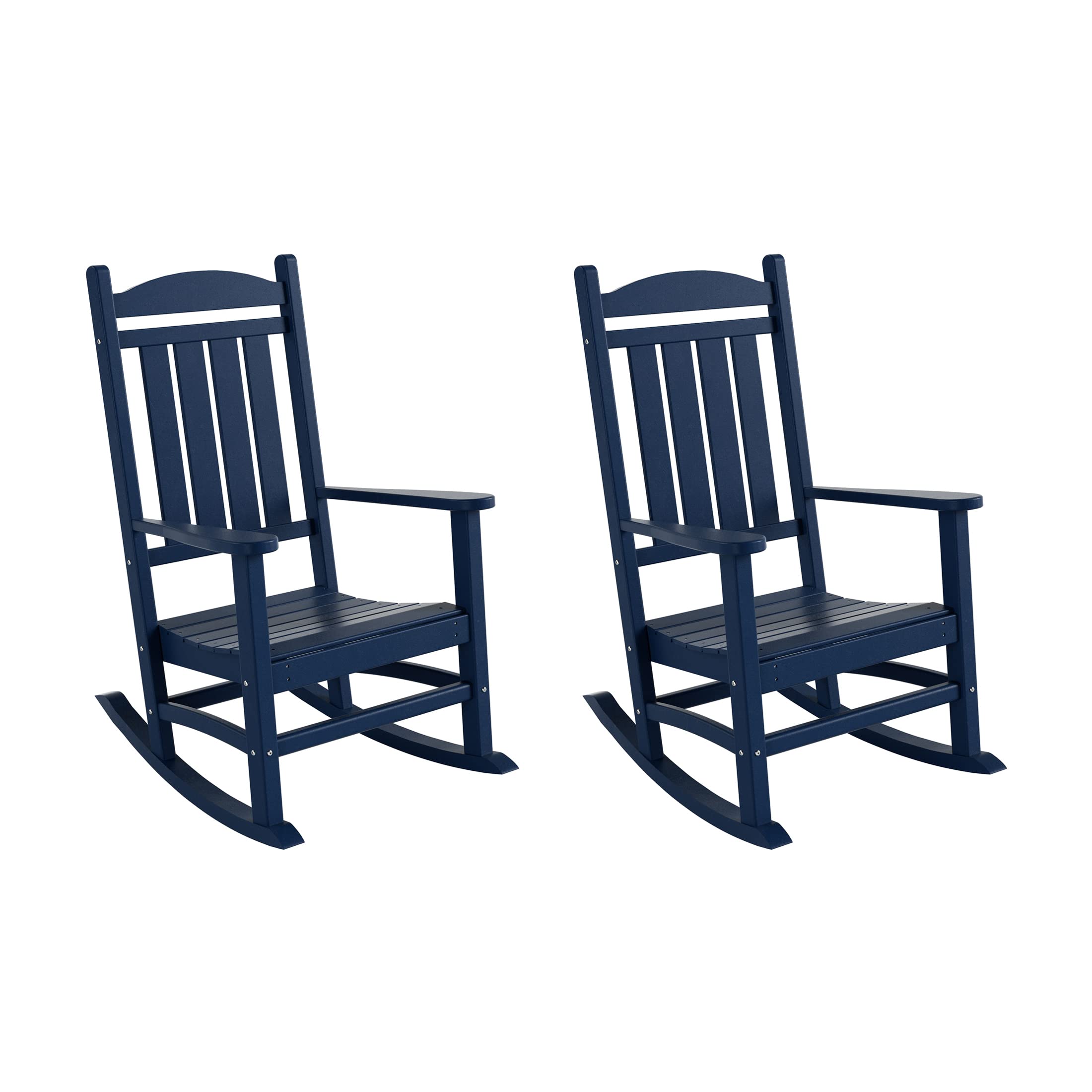 WestinTrends Outdoor Adirondack Rocking Chairs (Set of 2) - HDPE Plastic, UV Resistant, Weatherproof, Navy Blue - Perfect for Patio, Garden, Poolside & Backyard Relaxation