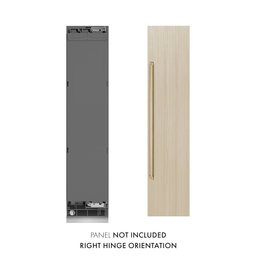 ZLINE Autograph Edition 18 Inch 8.6 cu ft Panel Ready Right Hinge Column Freezer with Graphite Gray Interior & Polished Gold Accents (RBCFVRZ 18 G) - Perfect for Home Kitchen, Restaurant, or Commercial Use