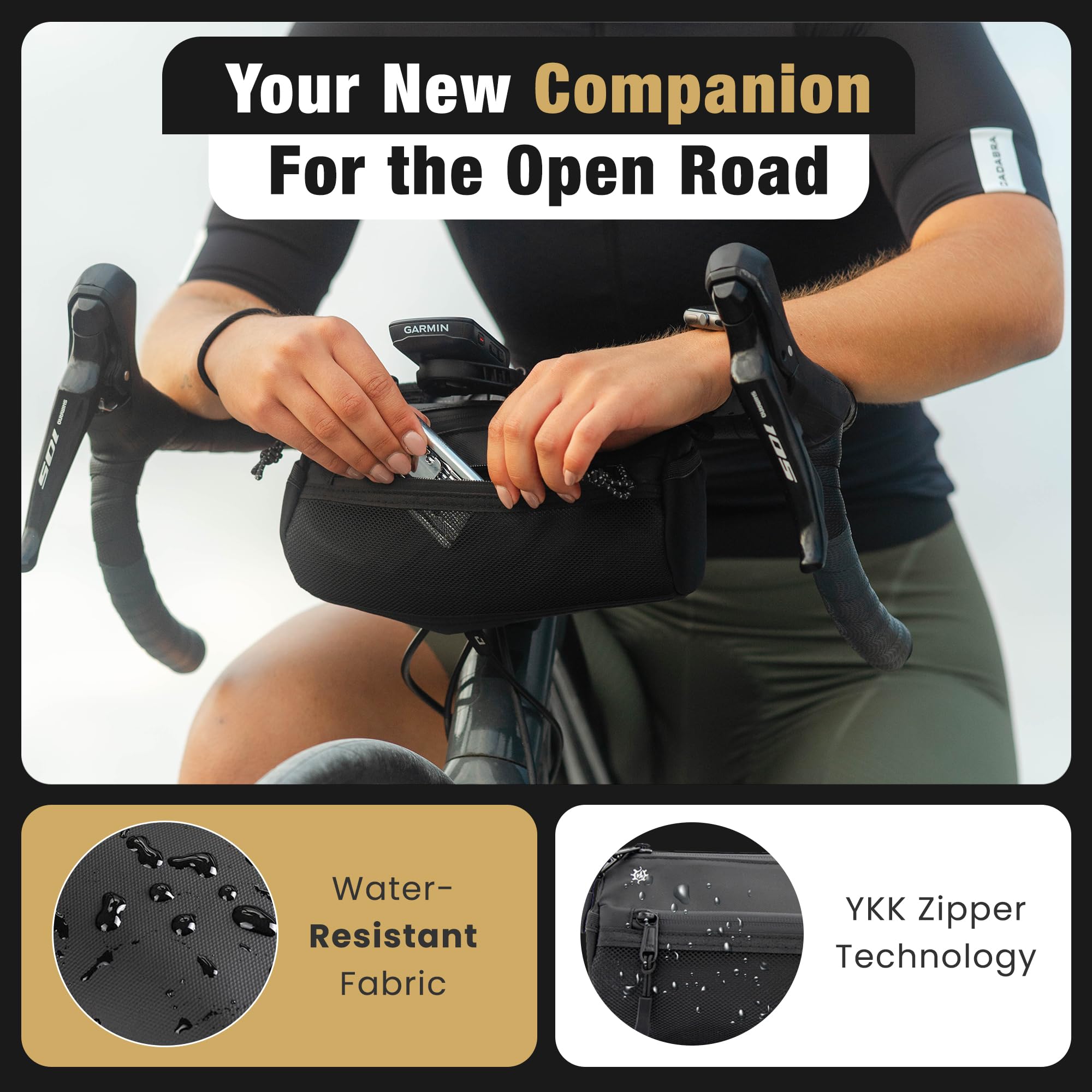 Lumiere & Co. Waterproof Bike Handlebar Bag - Front Bicycle Storage Pouch for Mountain & Road Bikes - Durable Cycling Accessories for Commuting, Touring & Outdoor Adventures