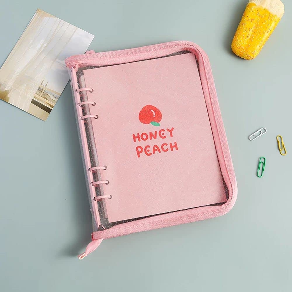 DIY A6 Zipper Binder Organizer - Pink Photo Album & Notebook for School, Travel & Collecting