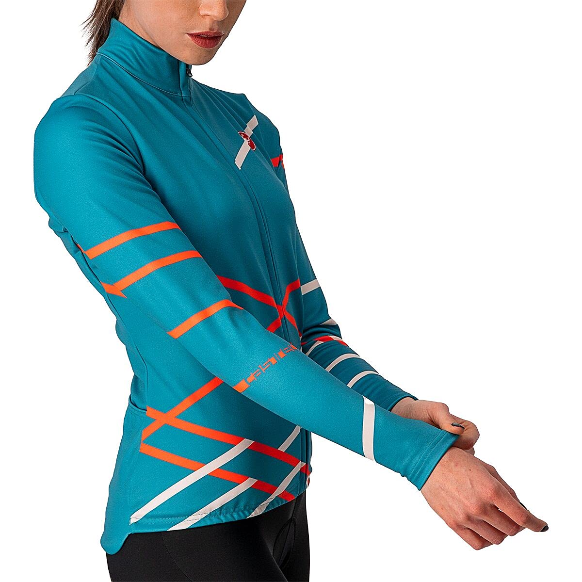 Castelli Women's Long Sleeve Cycling Jersey - Breathable Diagonal Design for Road Biking & Training - Perfect for Cool Weather Rides & Endurance Cycling