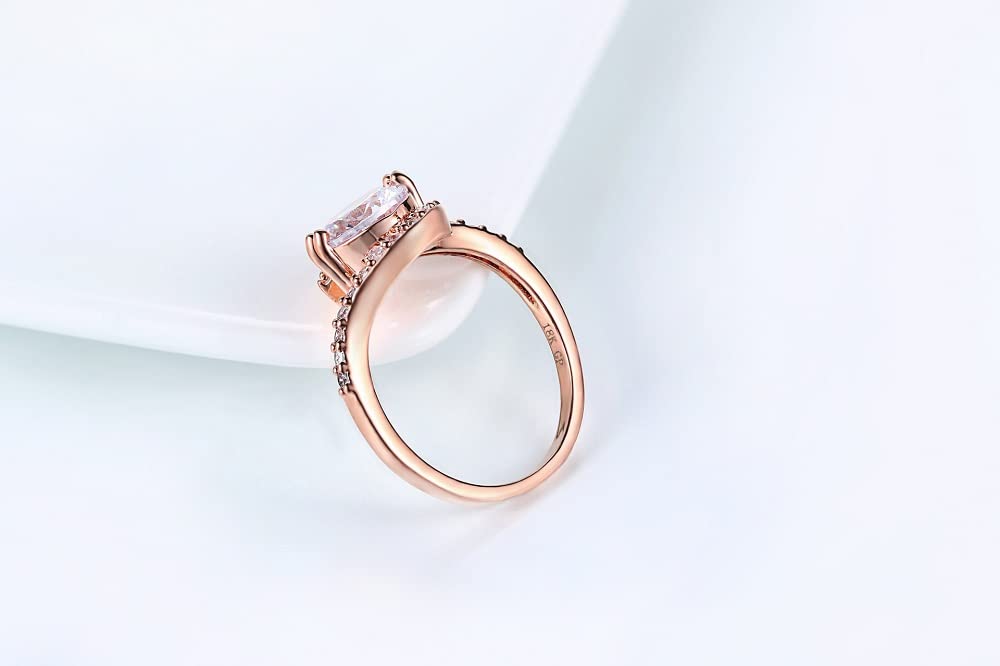 925 Sterling Silver & 18K Rose Gold Women's Engagement Ring with AAA Ruby & Cubic Zirconia - Sparkling CZ Diamond Wedding Band, Classic Eternity Cocktail Ring for Brides, Anniversary Gift & Special Occasions