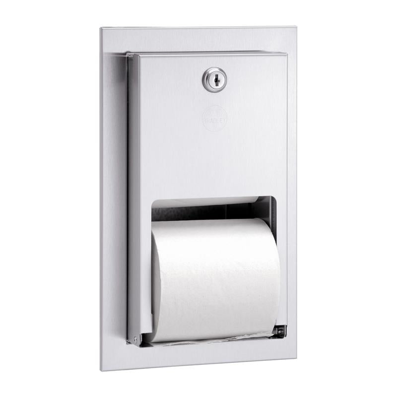 Bradley 5412-0000 Bradex Dual Roll Recessed Toilet Paper Dispenser - Satin Finish for Bathroom & Commercial Restrooms