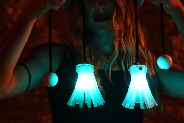 KOSMOS LED Flower Poi - Colorful Light Up Spinning Toys for Dance, Flow Arts, and Nighttime Performances