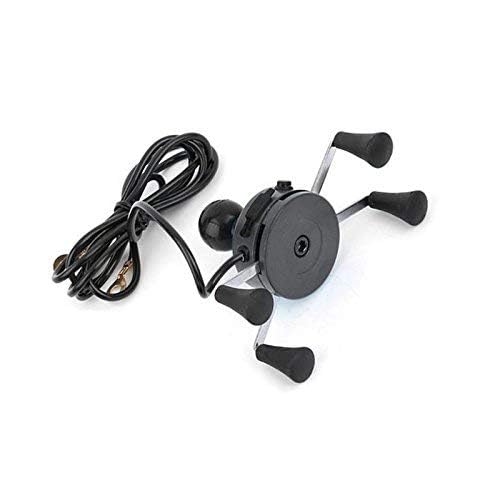 GOLSM Char-1 Bike Smart Dual Handlebar Mount Phone Holder with USB Charger - 360° Adjustable Black Motorcycle Phone Mount for Bajaj CT 100 - Perfect for Cycling, Commuting & Outdoor Adventures