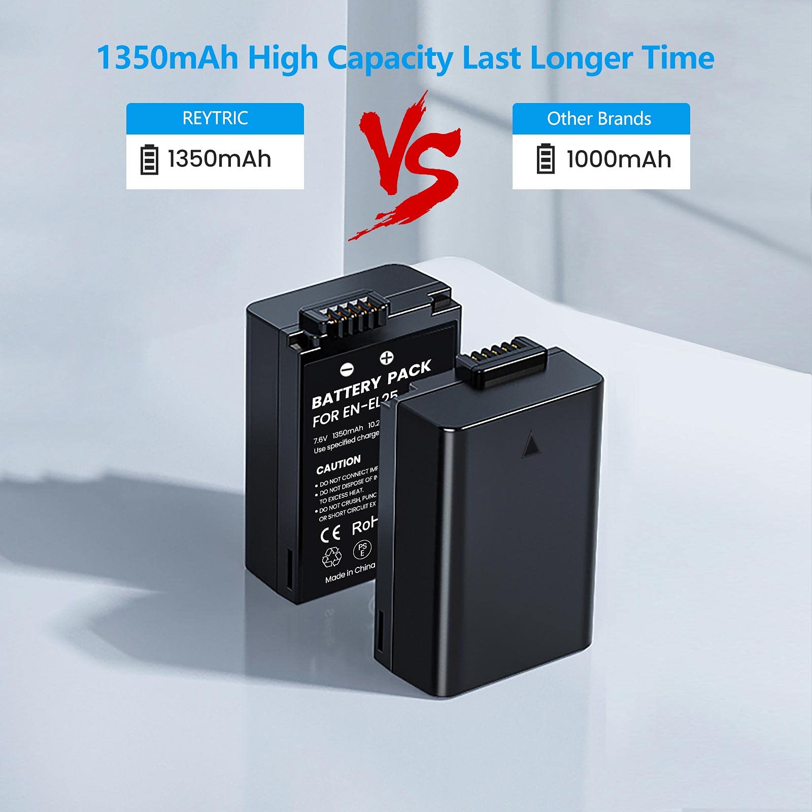 REYTRIC 2-Pack EN-EL25 Replacement Batteries with Dual USB Charger for Nikon Z50, Z fc Digital Cameras - Compatible with EN-EL25/ENEL25a 4241 Battery & MH-32 Charger - Perfect for Travel Photography and Extended Shooting Sessions