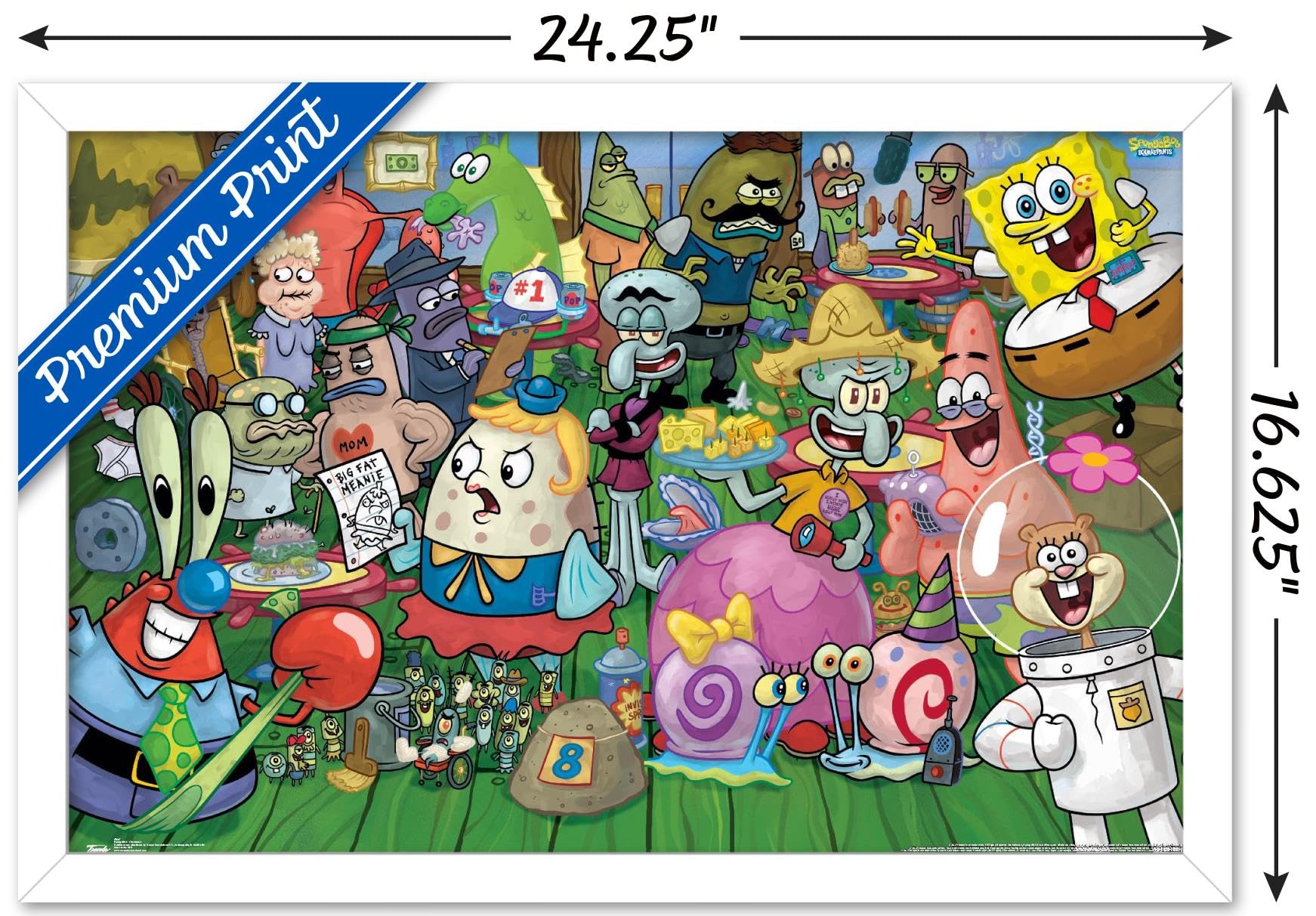Trends International Nickelodeon SpongeBob SquarePants Wall Poster - 14.725 x 22.375 Inches, White Framed Art Print - Perfect for Kids' Room Decor, Classroom, or Cartoon Lover's Collection