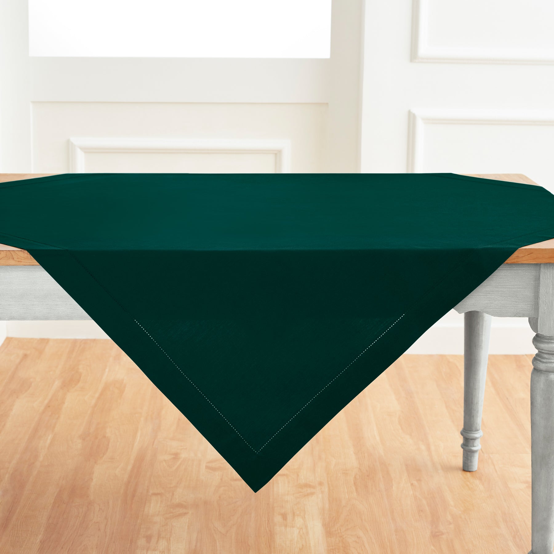 Premium Cotton Linen Hemstitch Table Throw - Elegant Decorative Table Runner for Dining Room, Wedding, Party & Home Decor