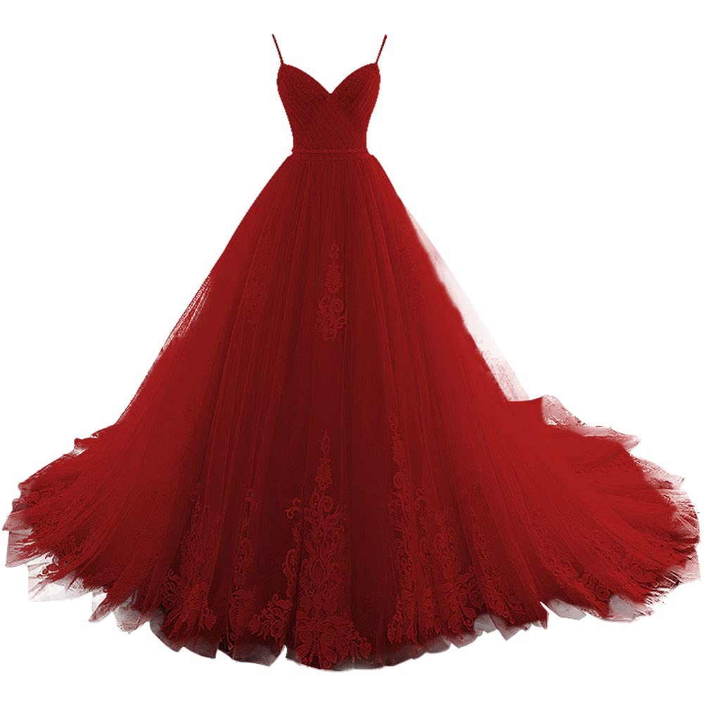 Elegant Long Quinceanera Dresses for Prom - Tulle Formal Evening Gowns with Appliques & Pleat Details, V-Neck Design - Perfect for Homecoming, Ball, Wedding & Special Occasions