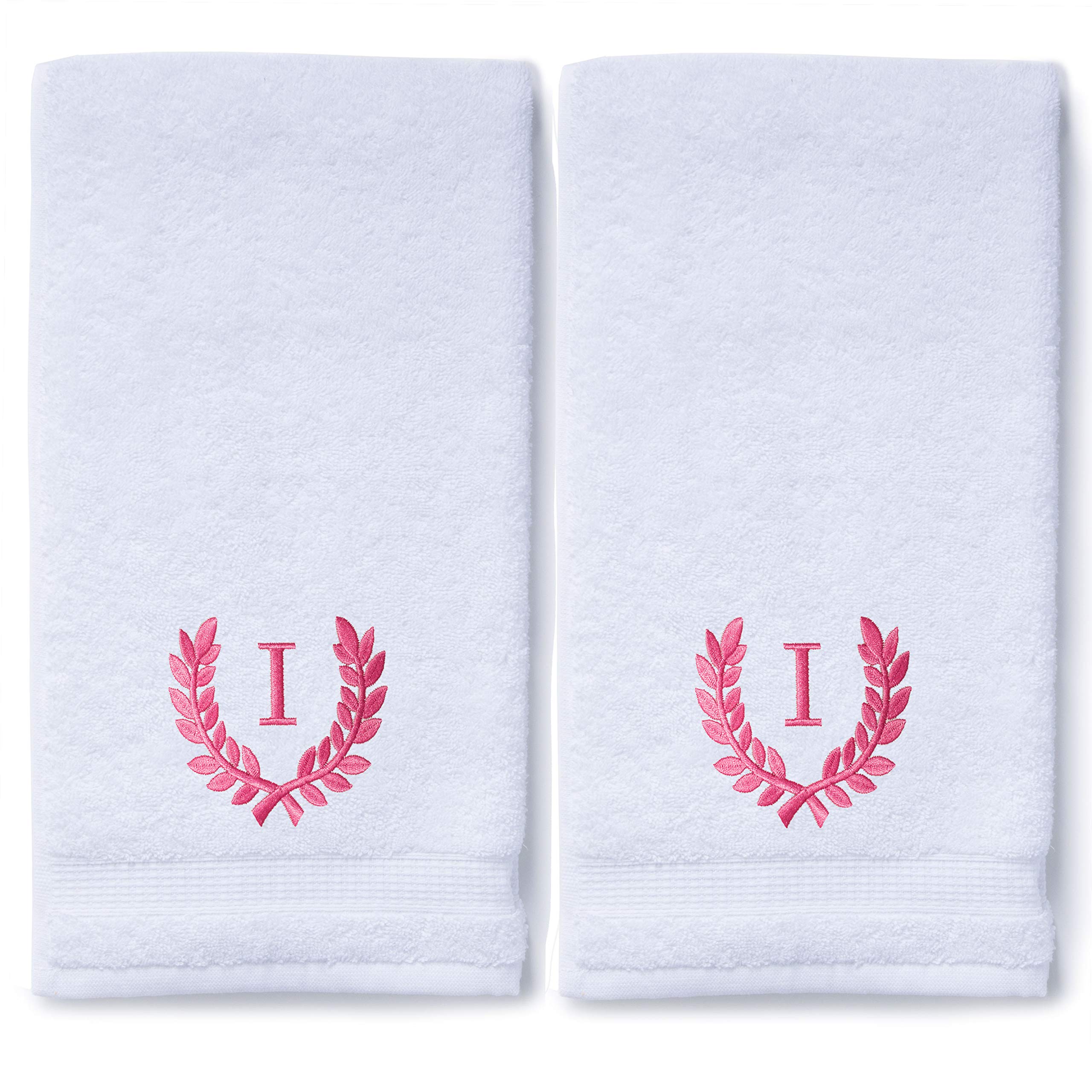 Personalized Monogrammed Hand Towels Set of 2 - Luxury Turkish Cotton Bath & Kitchen Towels 16x30 Inch | Custom Wedding Bridal Gift, Spa & Makeup Towel | Roman Font Embroidery for Home Decor, Guest Bathroom & Bridal Shower Gifts