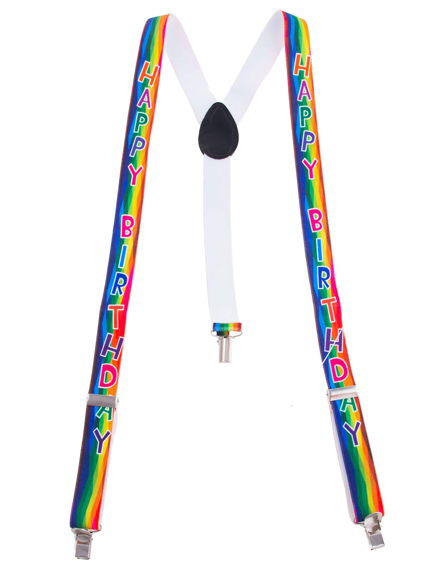Happy Birthday Suspenders for Men & Women - Adjustable Elastic Belt for Birthday Parties, Costumes & Formal Events