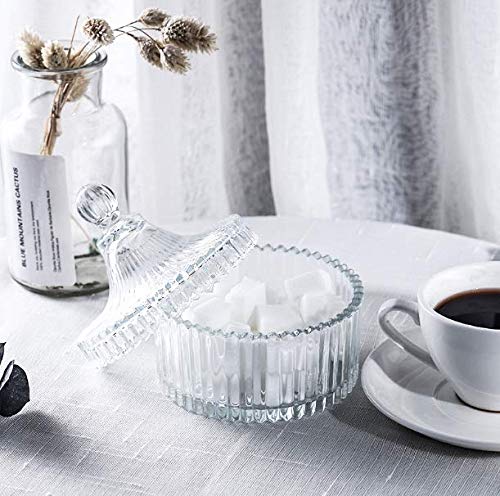 10OZ (280ML) Decorative Crystal Candy Jar with Lid - Candy Dish, Food Storage Container, Seasoning & Cookie Jar for Buffet, Kitchen, Office & Home Decor
