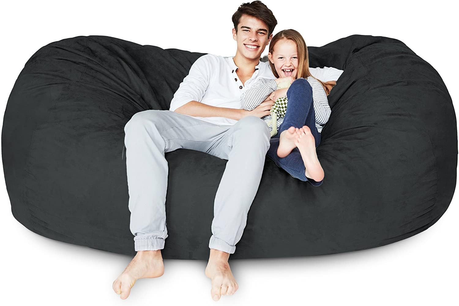 Luxury Microsuede Bean Bag Cover - Machine Washable 7-Foot Replacement Outer Shell with Black Inlay | Soft & Durable for Living Room, Game Room, or Dorm Decor