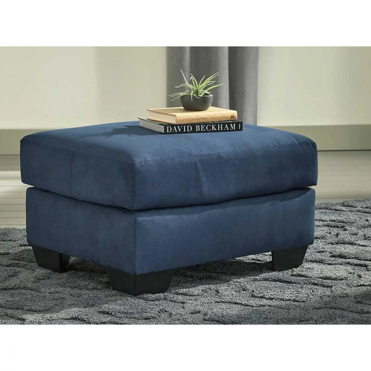 Blue Darcy Ottoman - Modern Storage Ottoman with Tufted Top for Living Room, Bedroom & Office - Perfect for Extra Seating & Stylish Home Decor