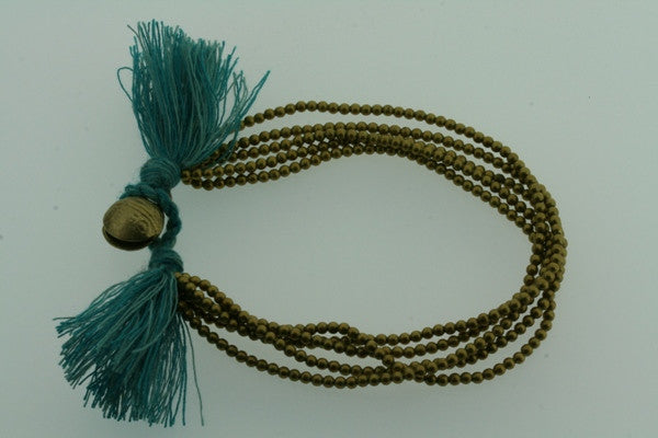 5 Strand Brass Bead & Tassel Bracelet for Women - Boho Chic Handmade Jewelry - Perfect for Festivals, Parties and Everyday Wear