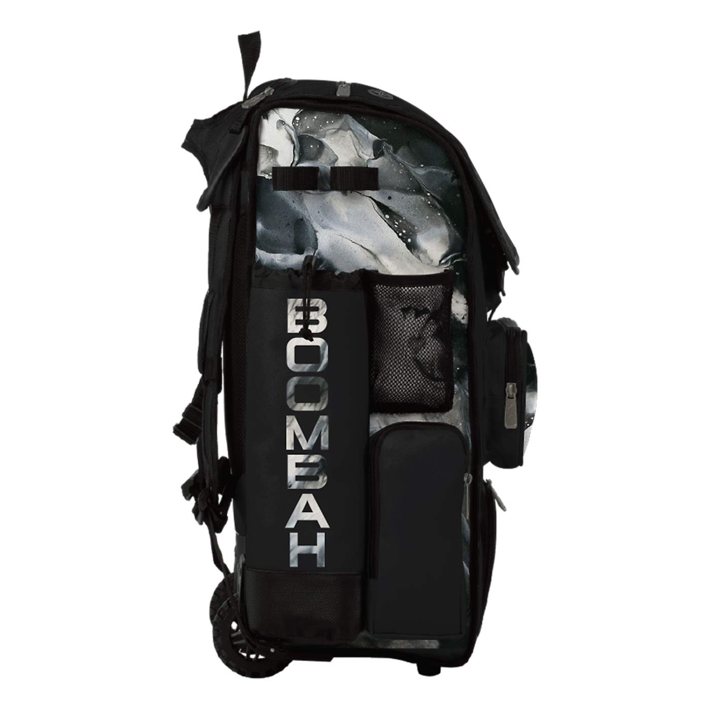 Boombah Superpack Hybrid Rolling Bat Bag - Wheeled & Backpack Baseball Equipment for Travel & Games (Black/White Glacier) - Perfect for Baseball Tournaments, Team Travel & Practice Sessions