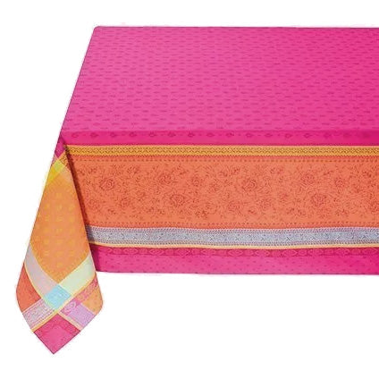 62x78 Inch Rectangular Massilia Fuchsia French Jacquard Cotton Tablecloth by Marat d'Avignon - Elegant Dining Table Cover for Weddings, Parties & Formal Events