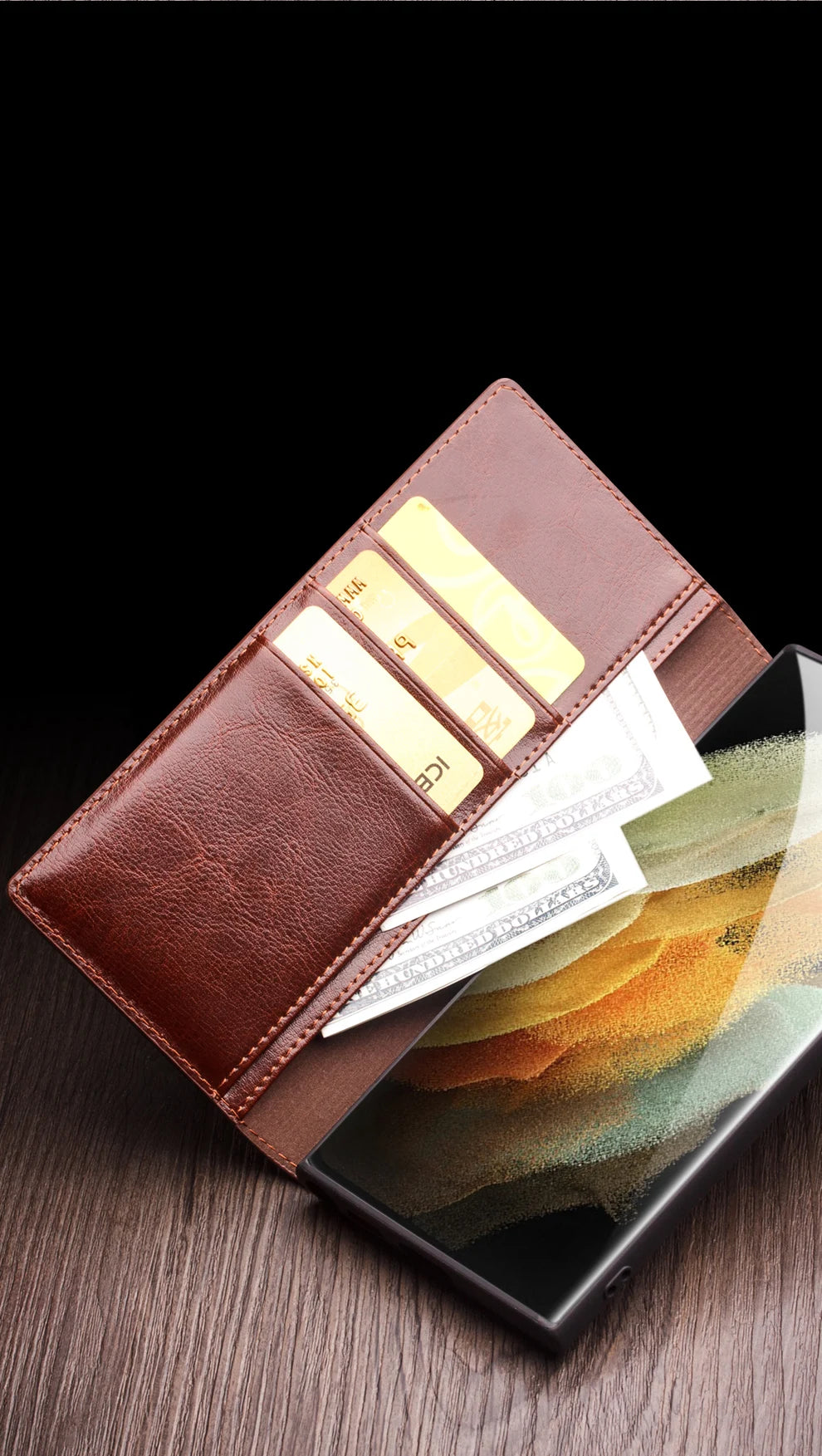 Samsung Galaxy S25 Ultra Genuine Leather Wallet with Card Slots - Stylish Retro Design for Men & Women - Perfect for Everyday Use, Travel, and Business