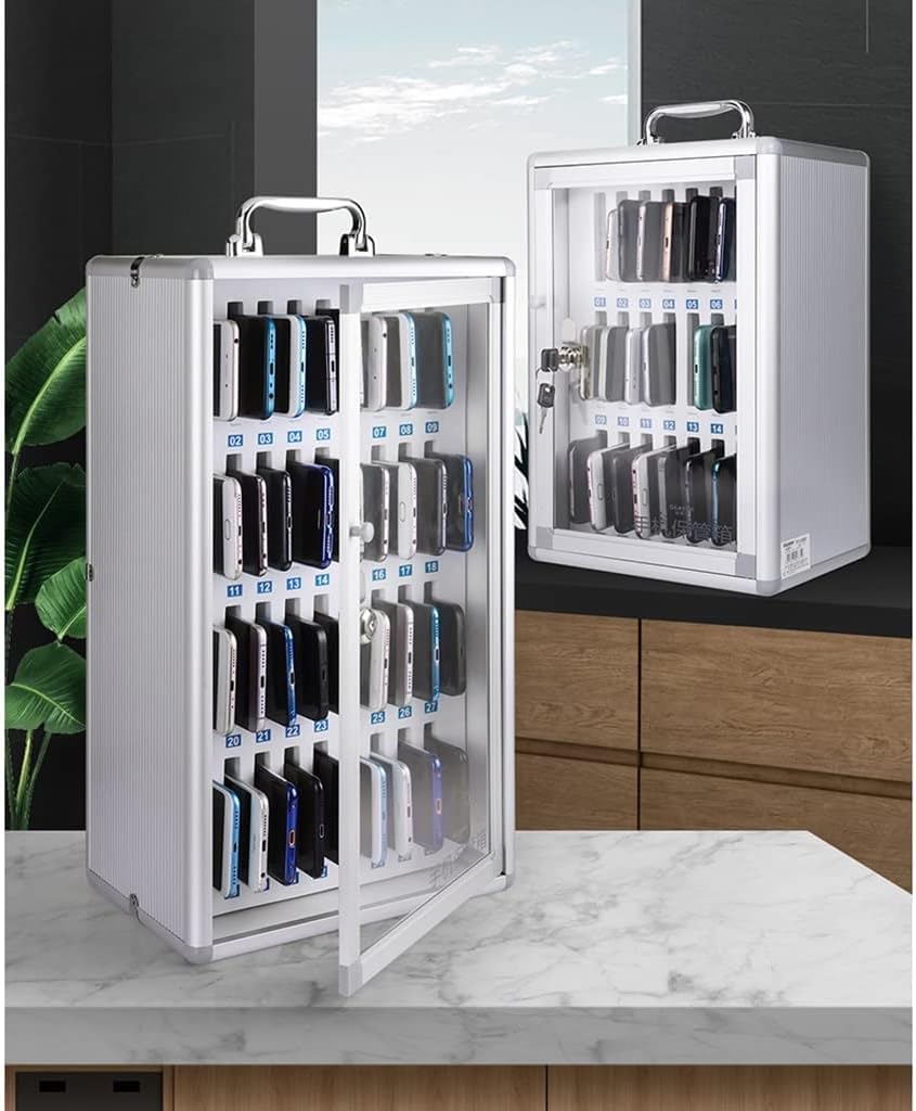Lockable Alloy Clear Phone Storage Cabinet for Office & Classroom - Holds 12 Cell Phones | Secure Mobile Device Organizer for Teachers, Retail Stores & Workplaces