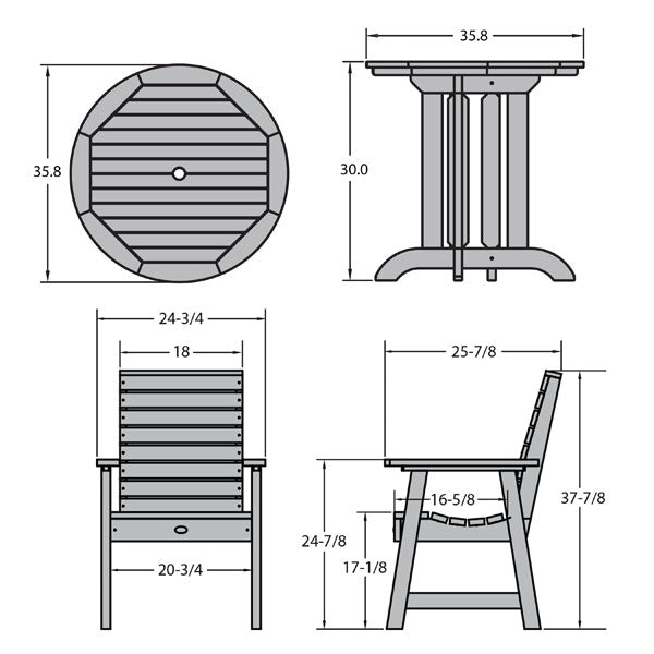 Glennville 3-Piece Round Dining Table Set for Kitchen, Breakfast Nook & Small Spaces - Patio, Balcony or Indoor Use