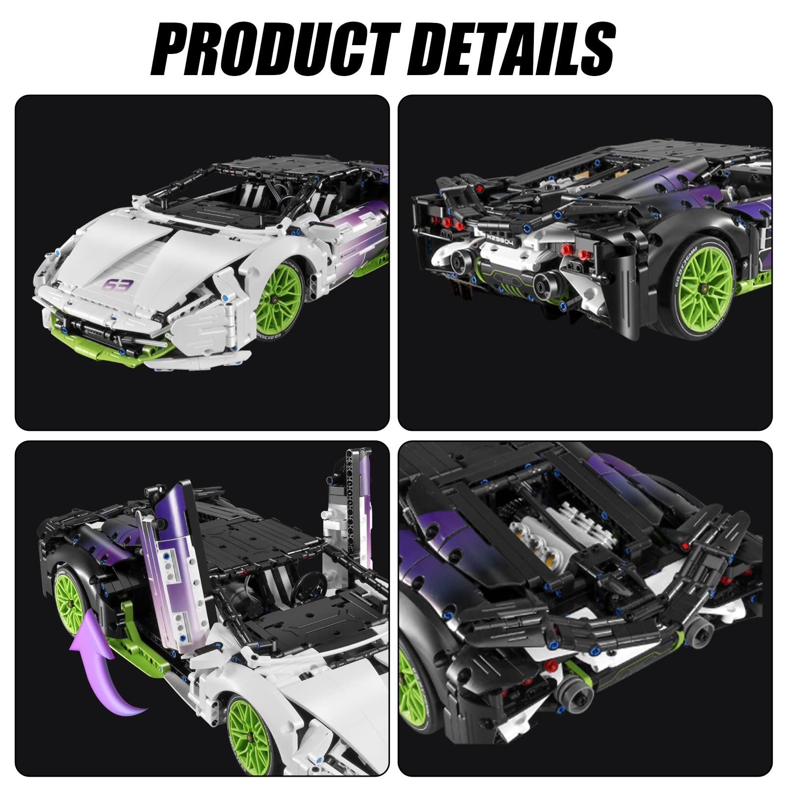 **Sowide 1:10 Scale Super Car Building Blocks Set (2127 Pieces) – Construction Toy for Kids & Adults, Collectible Model Car Kit – Perfect for STEM Learning, Gift Giving & Display**