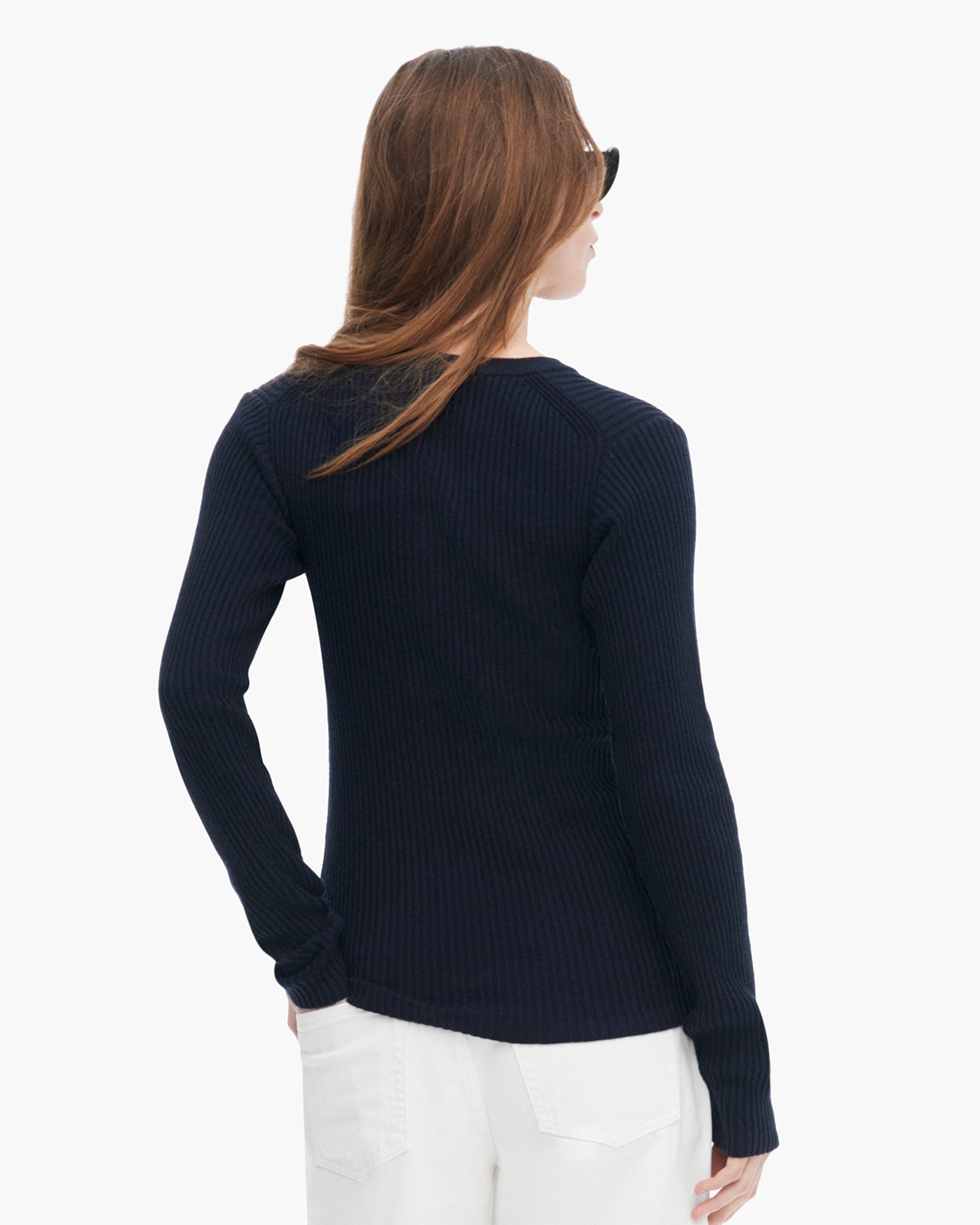 Soft Cotton Cashmere Ribbed Turtleneck Cardigan Sweater for Women - Dark Navy | Cozy Winter Pullover for Office, Date Night & Casual Outfits