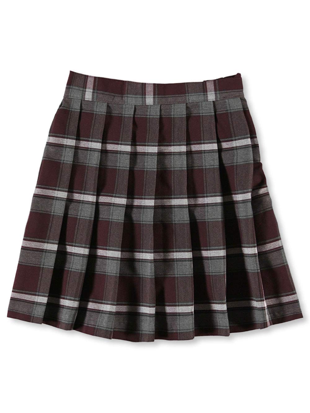 French Toast Big Girls' Plaid Skirt for Teens (Sizes 7-18) - Burgundy, Gray & White Tartan Pattern - School Uniform, Church or Casual Wear