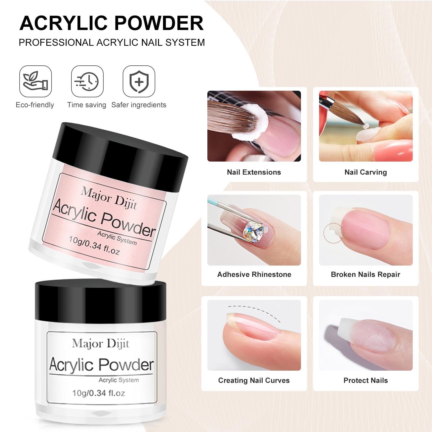 Professional Acrylic Nail Kit for Beginners - Complete Starter Set with Acrylic Powder, Liquid, Nail Drill & UV Light (Clear/White/Nude) - Perfect for Home Manicures, Salon Use & DIY Nail Art