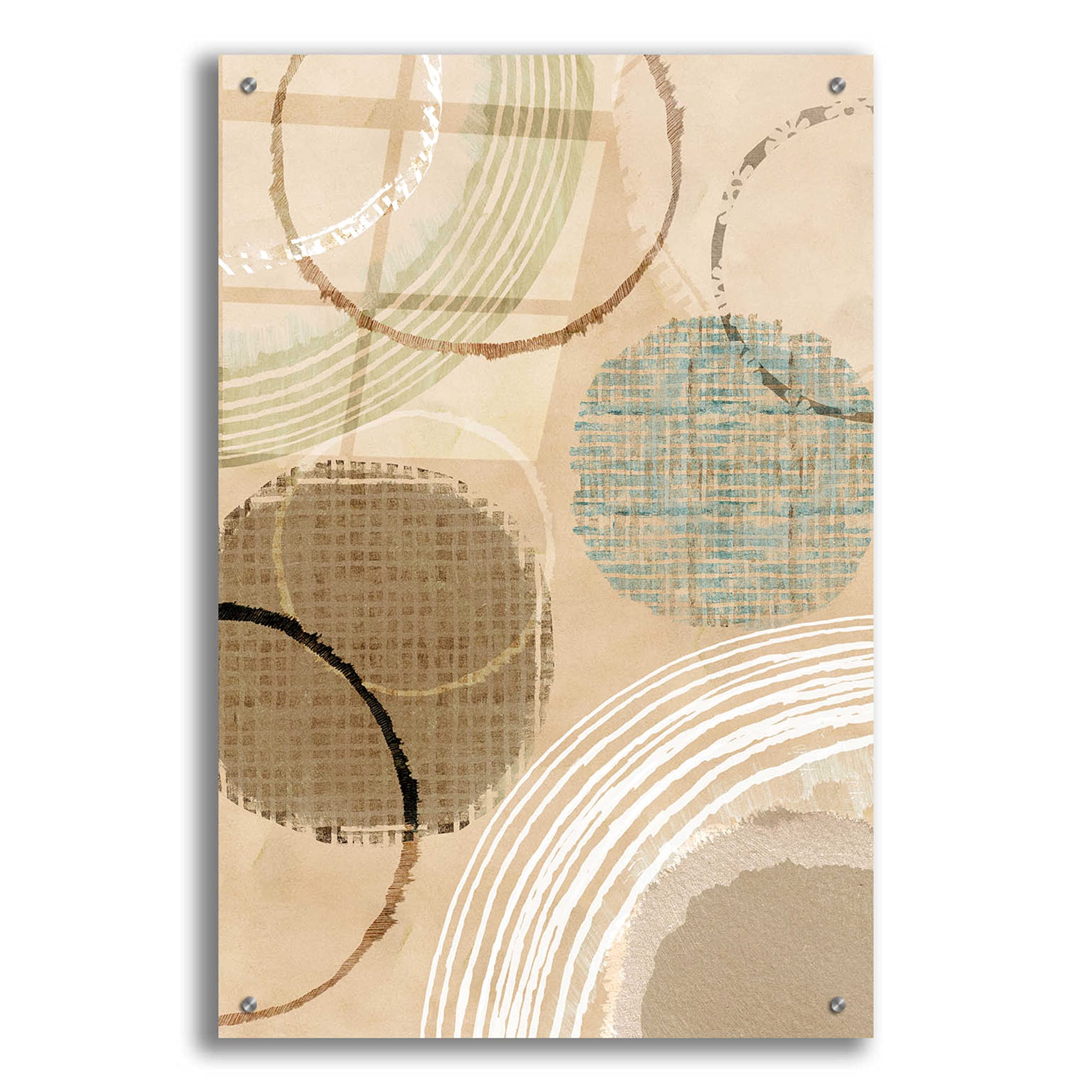 Flora Kouta 'Woven Baskets II' Acrylic Glass Wall Art - 24x36 Inches Modern Abstract Painting for Living Room, Bedroom & Office Decor