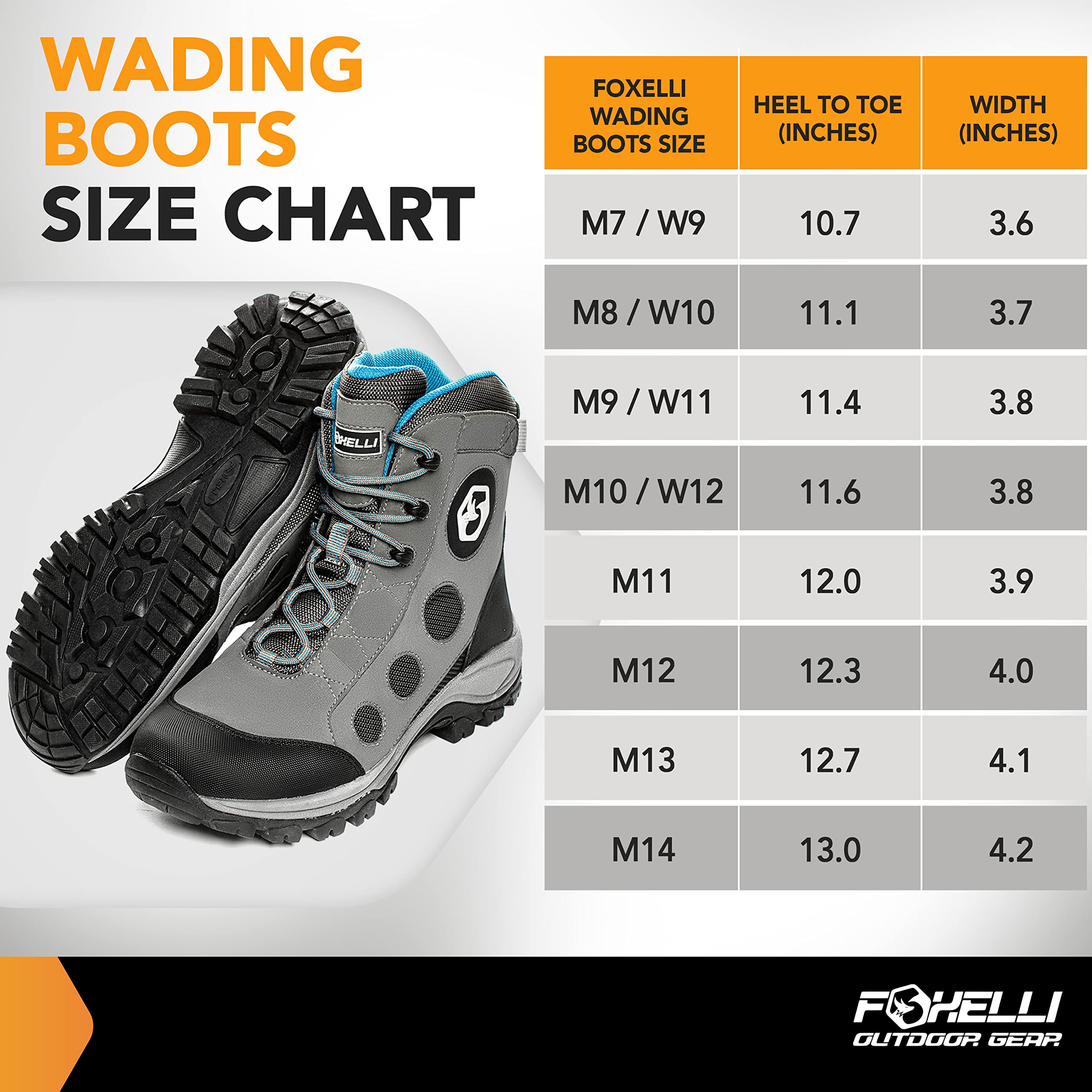 Foxelli Men's Lightweight Fly Fishing Wading Boots with Rubber Sole – Perfect for Streams, Rivers & Wetland Adventures