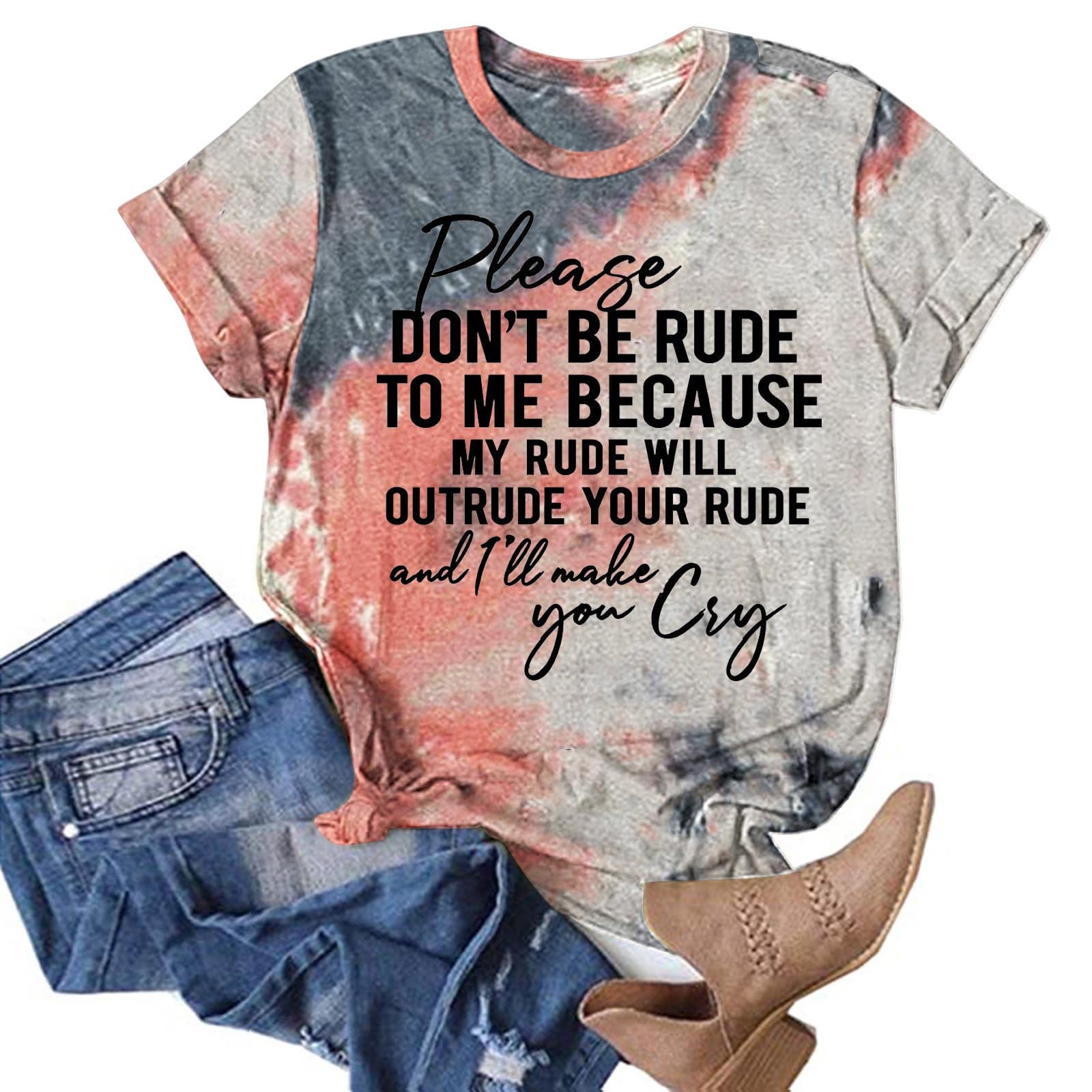 2022 Fashion Women's Summer Tops - Casual Tie Dye Short Sleeve Crewneck T-Shirts & Tunics Blouses | Perfect for Beach Outings, Casual Wear & Summer Vacations