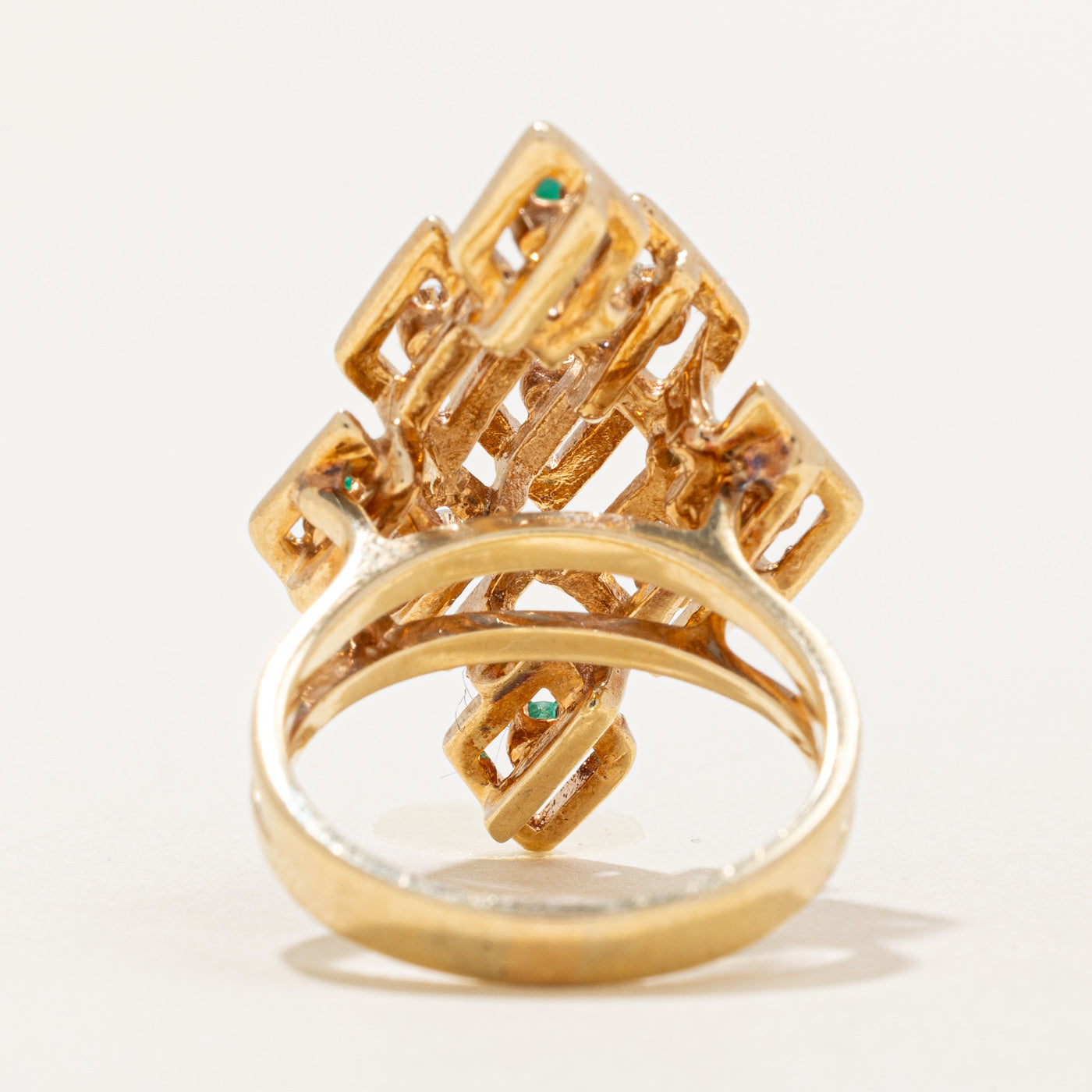 Exquisite 0.15ctw Diamond & 0.12ctw Emerald Cocktail Ring - Size 6.25 | Elegant Women's Jewelry for Parties, Weddings & Special Occasions