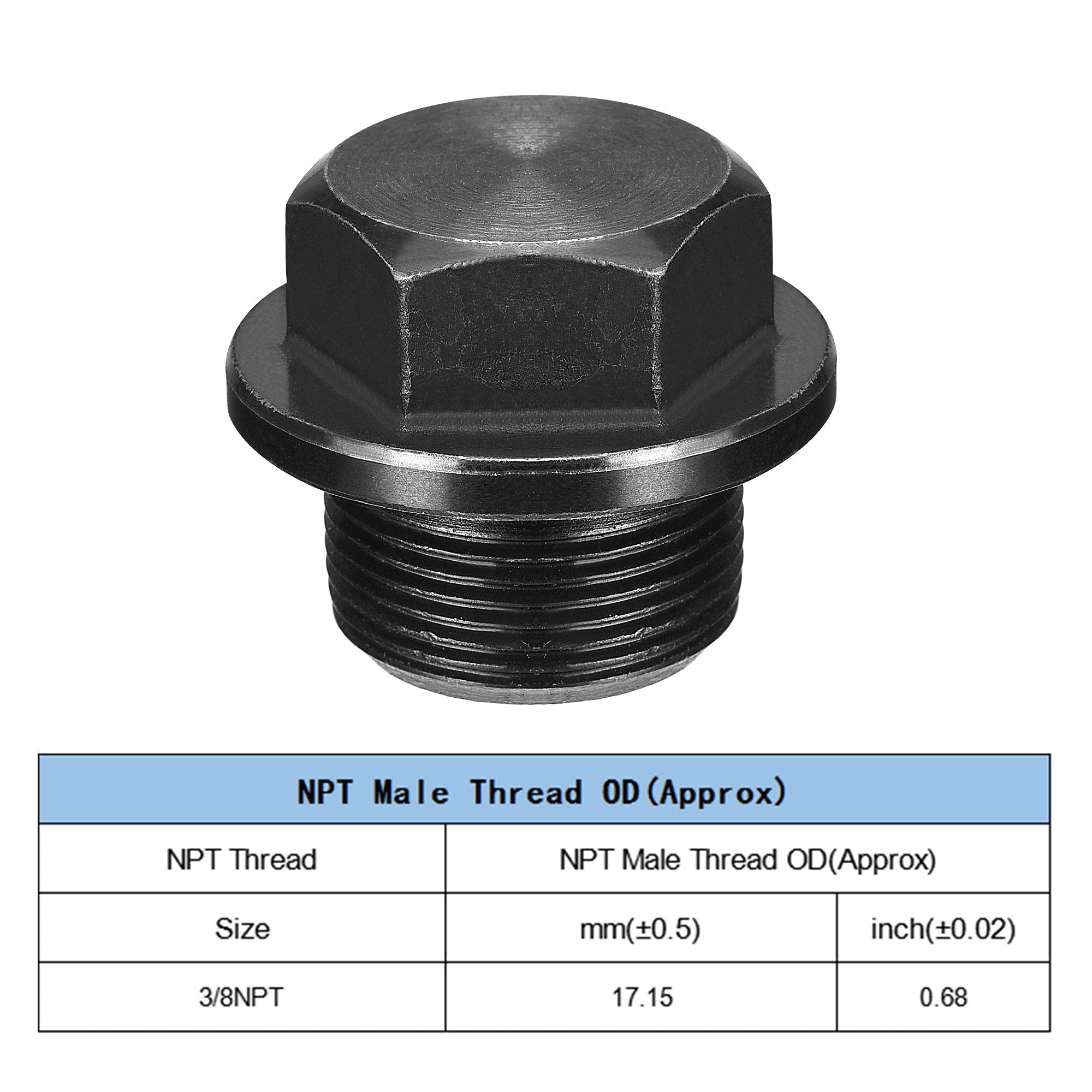 uxcell M16x1.5 Male Thread Carbon Steel Hex Head Socket Pipe Fitting Plug - 4PCS Set for Terminating Pipe Ends | Ideal for Plumbing, Hydraulic Systems & Industrial Applications