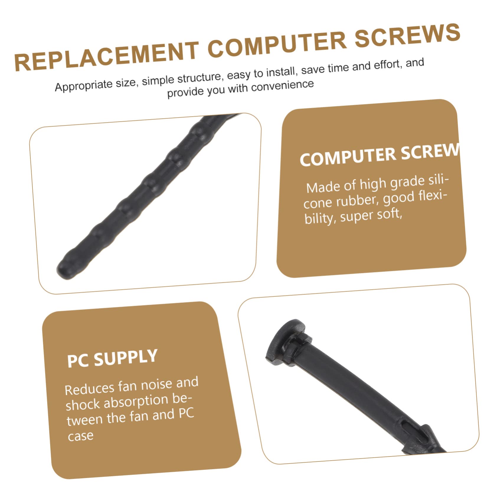 Jojofuny 10-25mm Fan Mounting Screws - 16pcs Shock Absorption Pins for Quiet PC Assembly