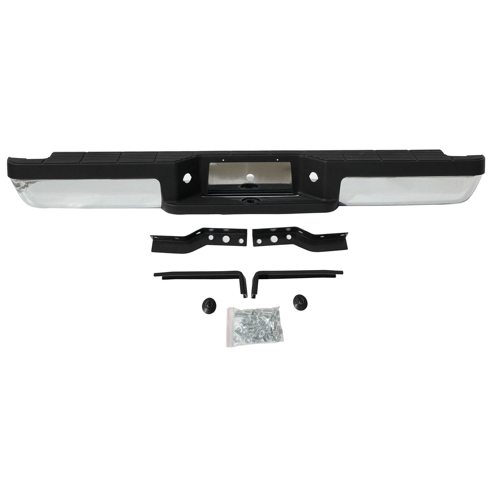 Chrome Rear Step Bumper for 1993-2011 Ford Ranger Fleetside Pickup Truck - Heavy Duty Replacement Part for Off-Roading & Towing