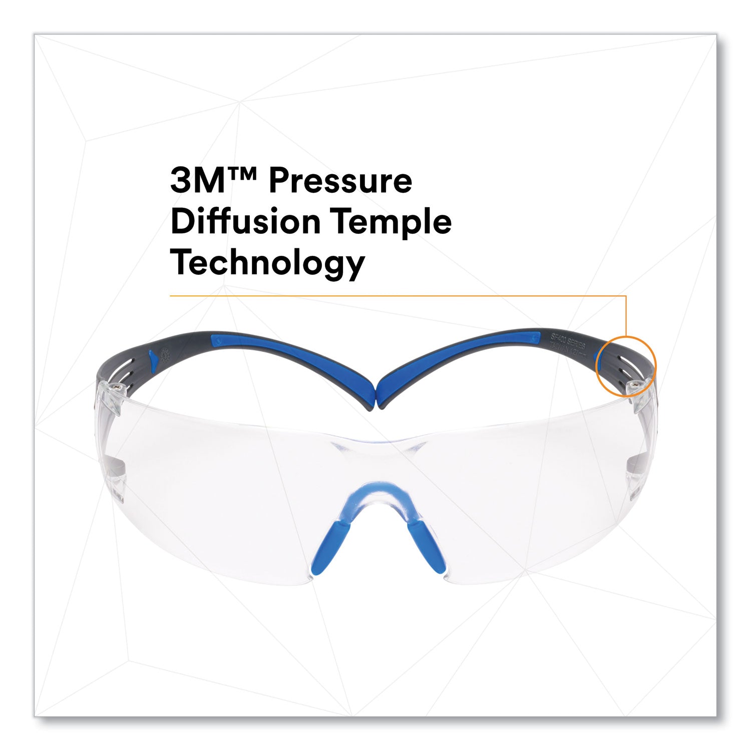 3M™ SecureFit 400 Series Protective Safety Glasses - Black/Blue Plastic Frame, Clear Polycarbonate Lens - Ideal for Construction, Woodworking & DIY Projects
