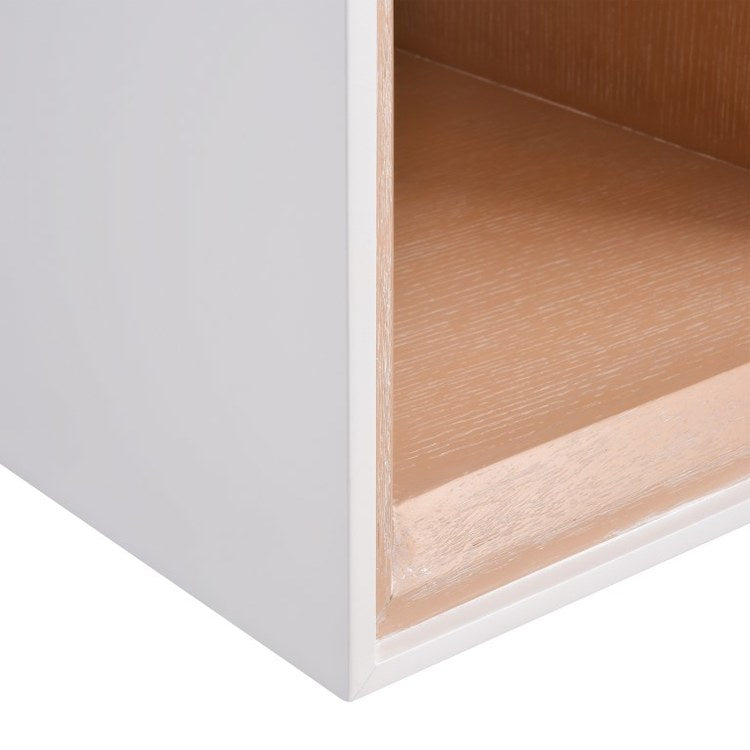 Evans 20 x 25 Inch Accent Table in White & Light Oak - Perfect for Living Room, Bedroom, or Entryway Decor