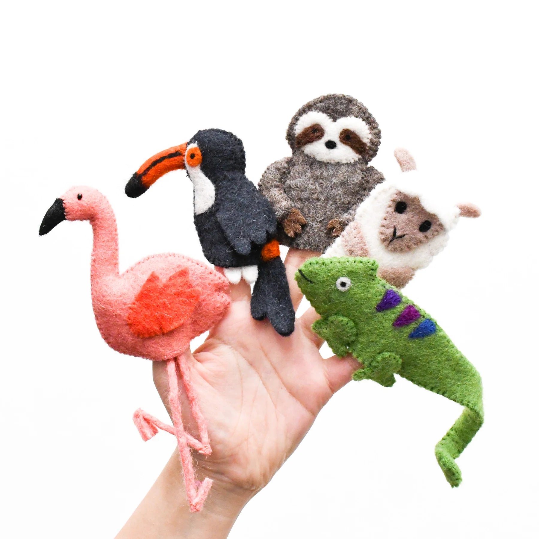 South American Rainforest Animal Felt Finger Puppets Set - 12 Piece Jungle Wildlife Toy for Kids, Perfect for Storytelling, Classroom Activities & Early Learning Play
