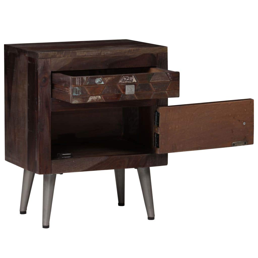 Solid Wood Nightstand Side Table - 15.7