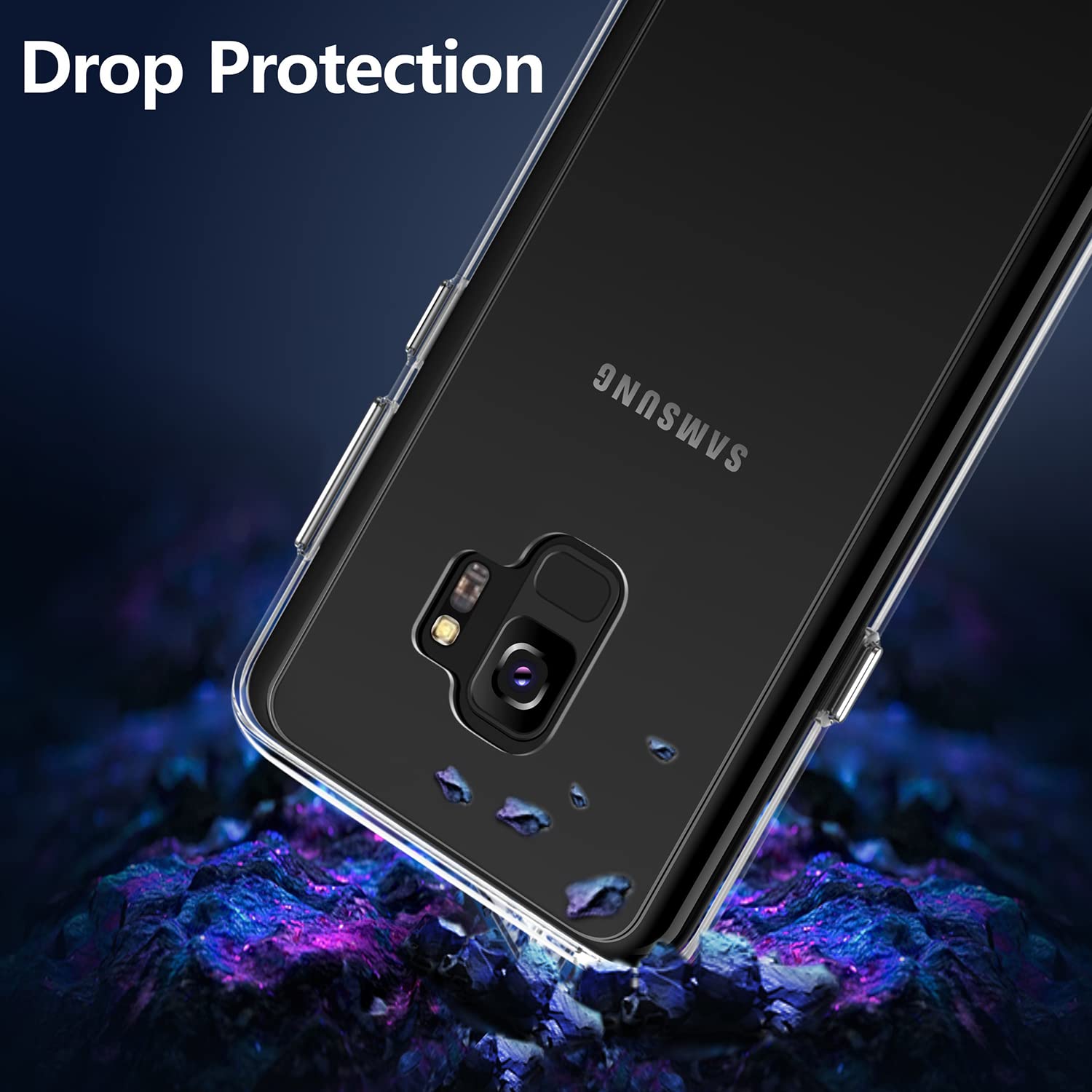 Rayboen Crystal Clear Shockproof Phone Case for Samsung Galaxy S9 - Flexible Transparent Hard PC Cover with Anti-Scratch Protection | Perfect for Everyday Use, Travel & Outdoor Activities