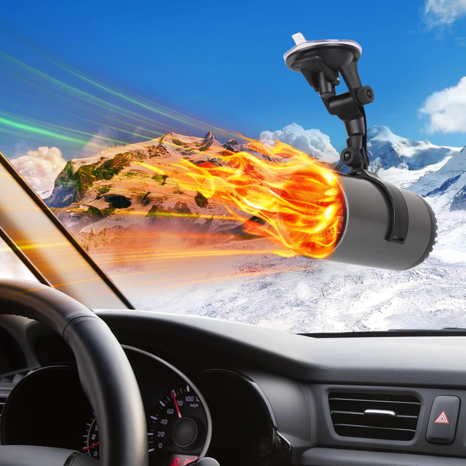 24V 216W Portable Car Heater & Defroster - 2-in-1 Heating & Cooling Fan for Quick Defogging - Cigarette Lighter Plug for Cars, SUVs, RVs, Jeeps & Trucks - Perfect for Winter Driving and Emergency Road Trips