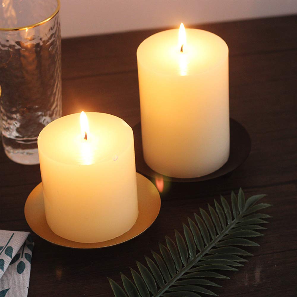 Iron Plate Candle Stand - Elegant Pedestal Holder for Taper & Pillar Candles, Wedding Centerpiece & Home Decor (White & Gold) - Perfect for Dining Tables, Fireplace Mantels & Romantic Ambiance