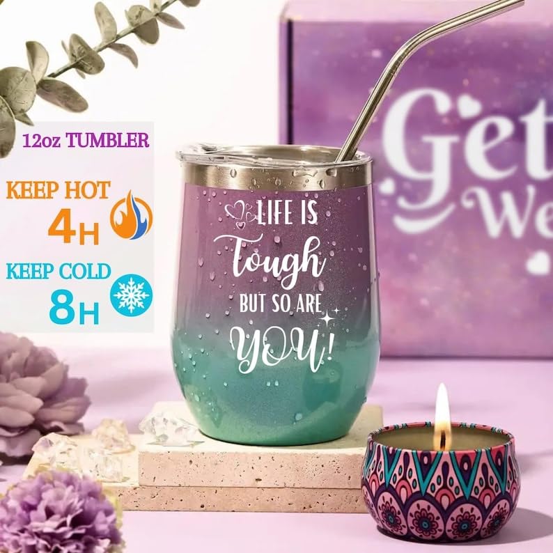 13-Piece Lavender Get Well Soon Gift Basket for Women - Self Care Package for Sick Friend, Mom, Sister - Post Surgery Recovery Gift with Dried Flowers - Perfect for Hospital, Home Care & Speedy Recovery