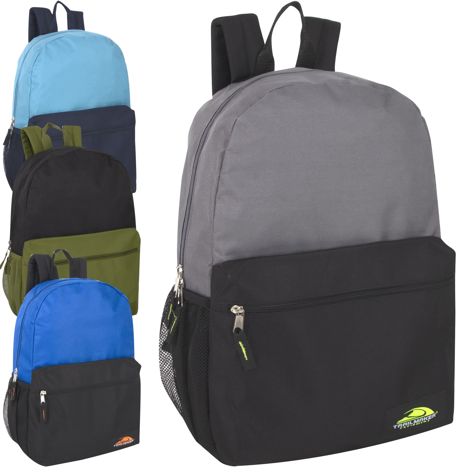 Wholesale 24-Pack Color Block Backpacks for Kids, School, Adults & Sports | 18 Inch Durable Backpacks for Men, Women & Boys | Perfect for School, Travel, Hiking & Daily Use