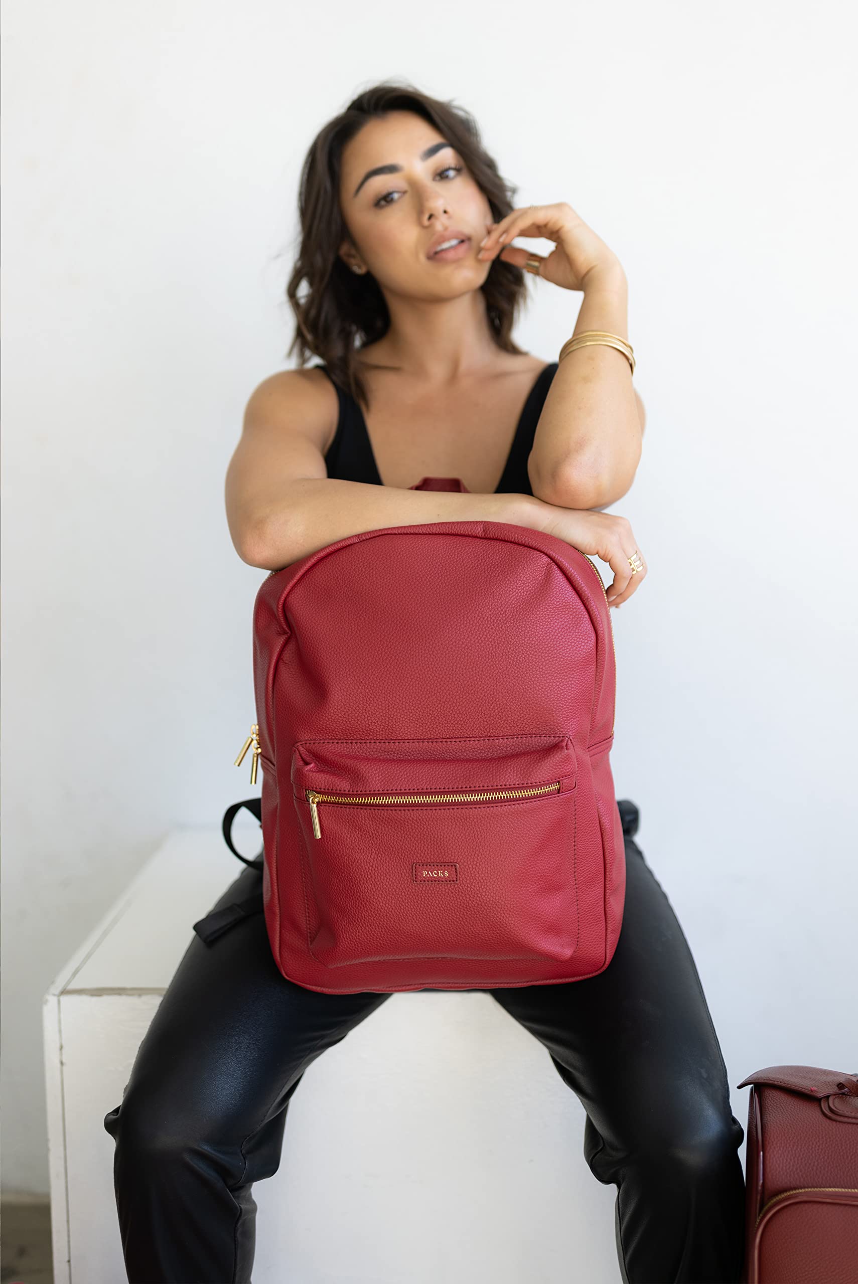 Stylish Vegan Leather Laptop Backpack for Women & Men - Mason Fashion Commuter Bag with Padded Shoulder Straps & Metal Zippers - Perfect for Travel, Business, School & Daily Use (Lux Tan)